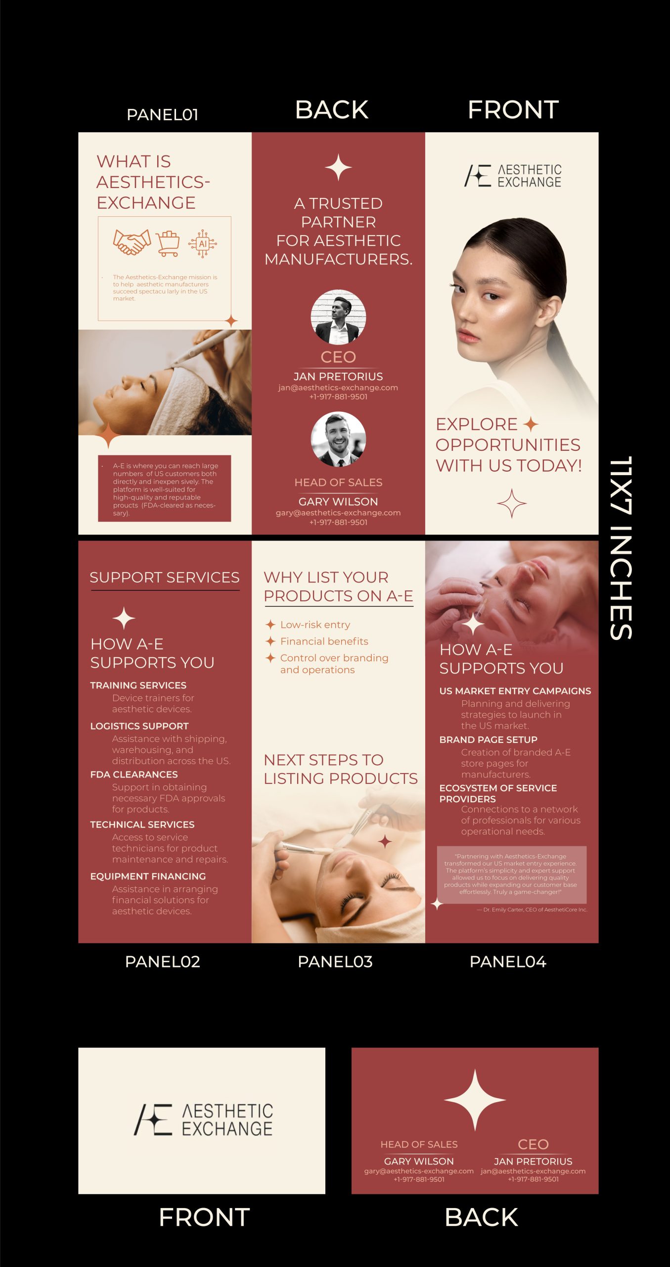 Full spread layout of a print brochure design for a jewelry company