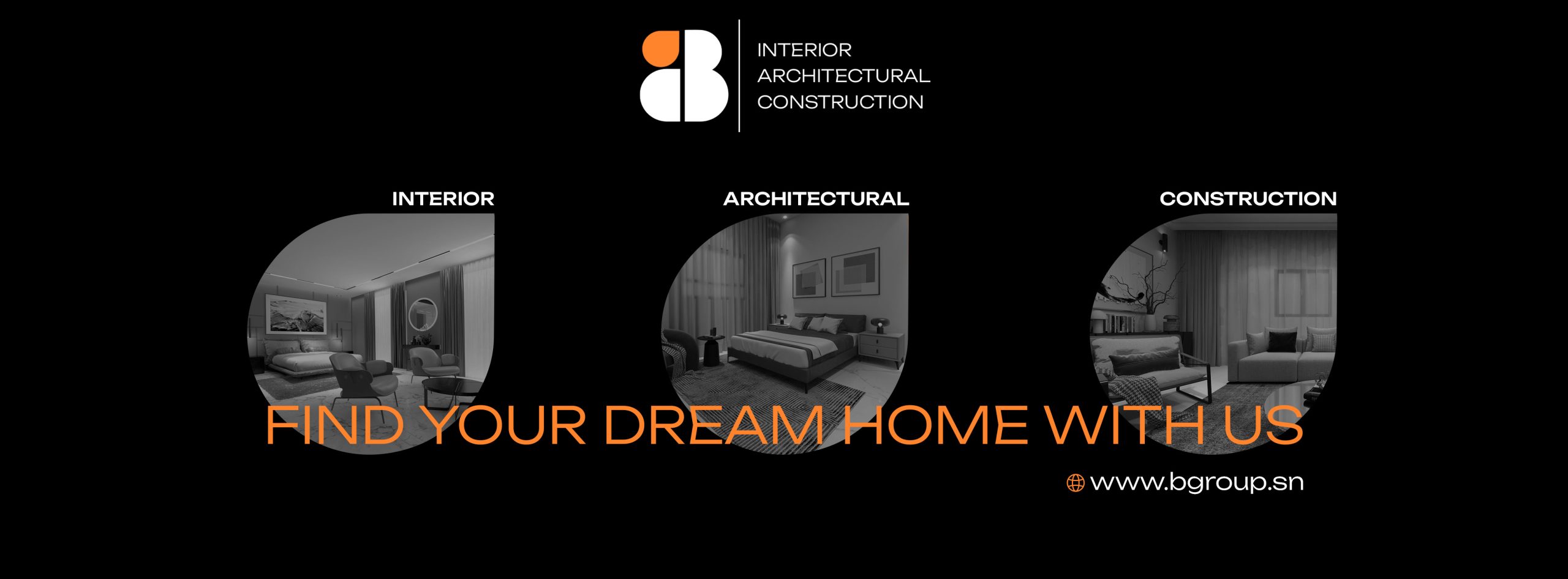 LinkedIn cover banner design for IB Interior Architectural Construction