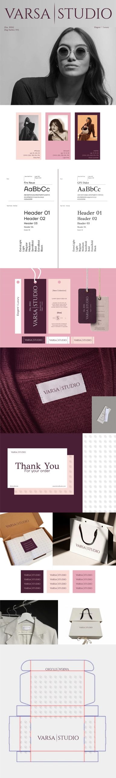 Full brand guideline spread for Versa, showing logo, color, and typography system